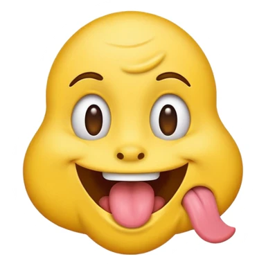 stinky smelly yellow emoji face, cartoon style, tongue out, wavy stink lines sticker