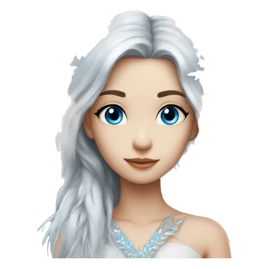 big wings, silver, feather, icy ,snowflake, Beautiful, fairy, long hair, blue eyes sticker