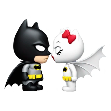 Hello kitty kissing Batman  sticker