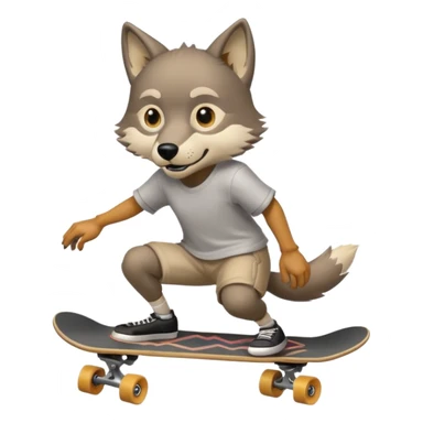A wolf prepares to perform a trick on a skateboard sticker