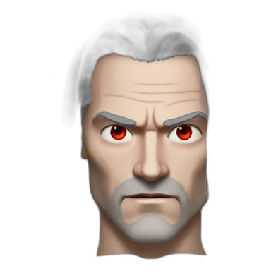 T800 robot witcher long hair red eye sticker