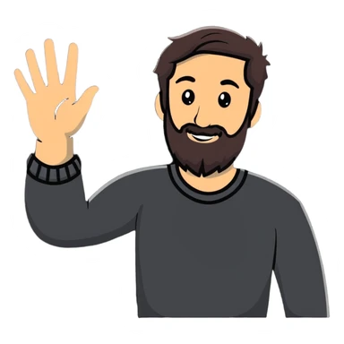 happy bearded guy waving hand sticker