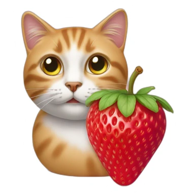 Un chat sur une fraise  sticker