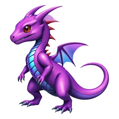 Cute Shiny purple iridescent Guilmon-Salandit-Fakémon-hybrid-creature (full body)  sticker