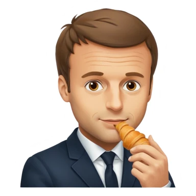 Emmanuel Macron eating croissant sticker