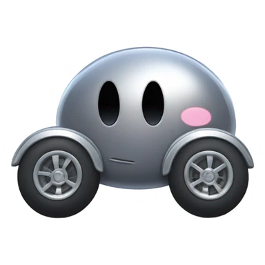 Metal cute Kirby bubble Gray ball driving on car wheels with mad eyebrows  sticker