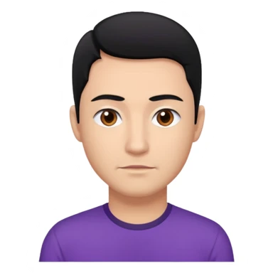 Jeff Fatt black hair, brown eyes, purple shirt sticker