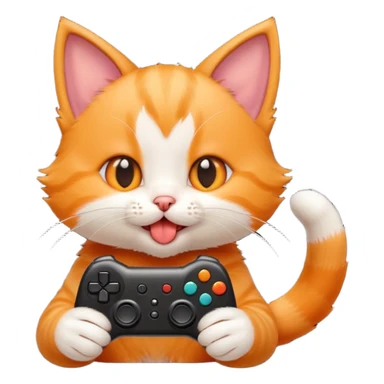 little kitten playing video games really hard with tongue out sticker