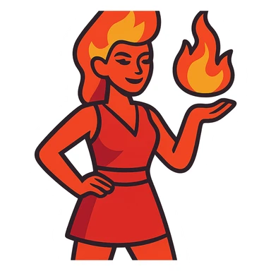 fire woman standing sticker