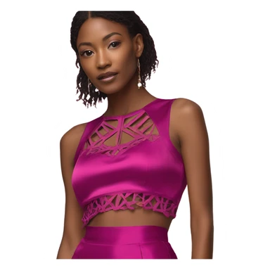 Realistic magenta cut out silk crop top blouse. sticker