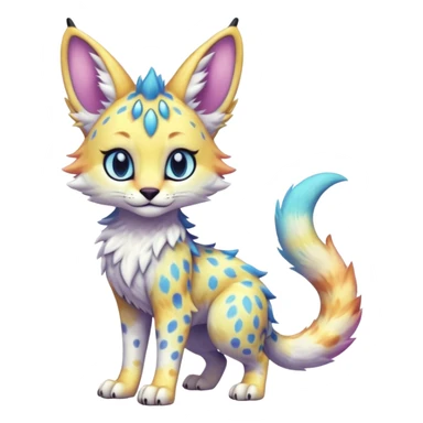Cute Kawaii Epic Ethereal Epic Aesthetic Cool Colorful Vibrant Pastel Sparkly Colorful Sergal-Serval-Vernid-creature, (full body) sticker