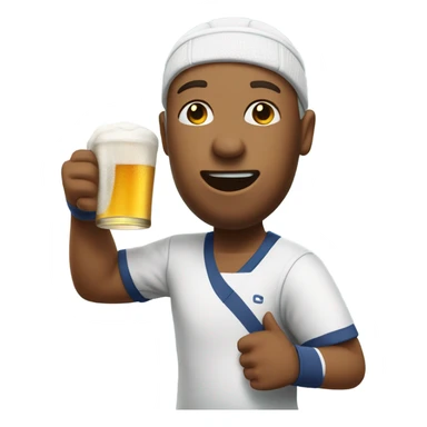 Tennis player drinking a beer sticker