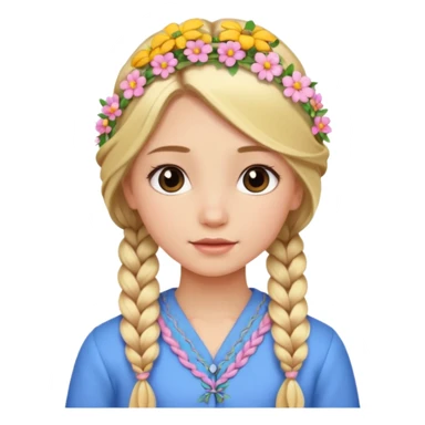 a girl with long blonde hair in a braid with flowers sticker