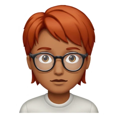 Cabelo vermelho ,pele parda  , olhos pretos e usando óculos  sticker