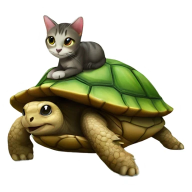 cat on top of turtle sticker