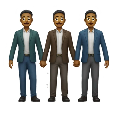 three hapoy men holding hands sticker