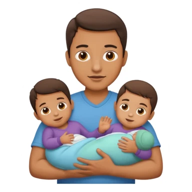 man with three babies sticker