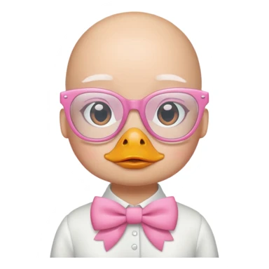 white duck with pink glasses and a pink bow without hair sticker
