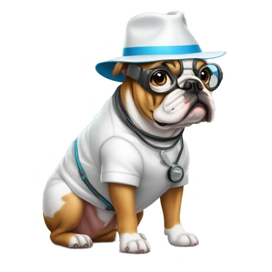 bulldog com roupa de computer scientist sticker