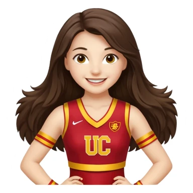 white happy long haired brunette girl in USC cheerleader outfit sticker