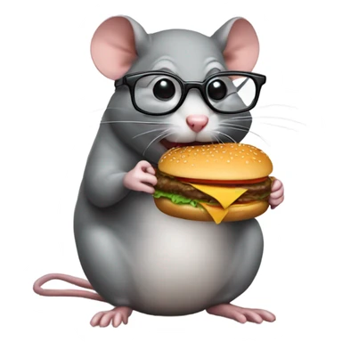 rat with glasses eating a burger sticker