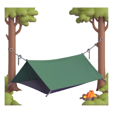 bushcraft hammock with tarp in forest sticker