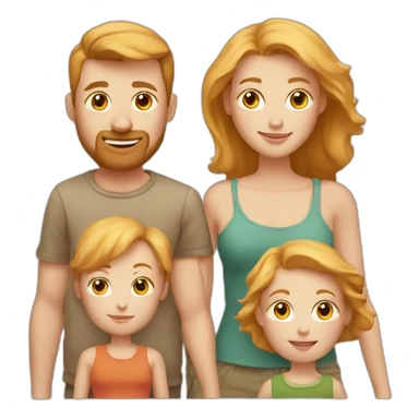 White Family with 3 kids, 2 girls and 1 son,  1 blonde father blind and mother ginger  sticker
