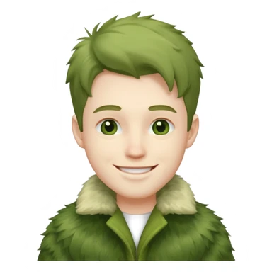 male in green fur coat like grinch sticker