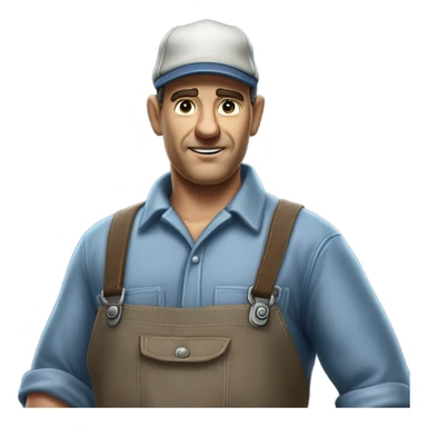 photorealistic blue collar worker 1950s sticker