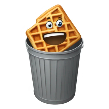 waffle cone in a grey trash can sticker