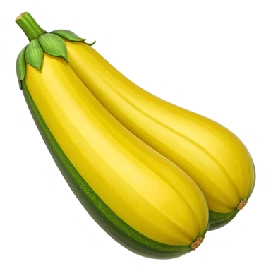whole zucchini yellow smooth shiny gently tapered green stem golden color subtle stripes mottling firm fresh no plate or extras apple emoji style soft lighting transparent background emoji scale sticker