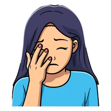 crying woman covering her face sticker