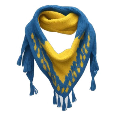 a scout-style scarf in blue, yellow and white, with blue predominating sticker