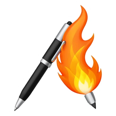 fire coming out of pen sticker