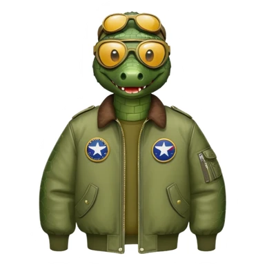 crocodile wearing bomber jacket and aviator goggles sticker