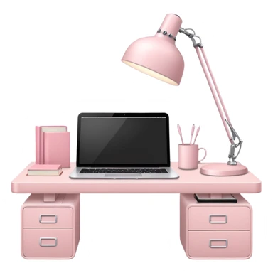 Pale Pink  Big Workstation and Light Pale Pink book and Light Pale Pink wide desk lamp and Light Pale Pink lap top for Lease sticker