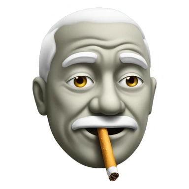 stone-faced with a cigarette sticker