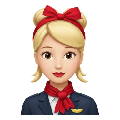 azafata de vuelo rubia con pañuelo rojo, y moño sticker