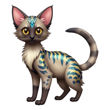 Colorful exotic tropical shiny Fantasy-Siamese-Fakémon-Lykoi-feline-hybrid (full body) sticker