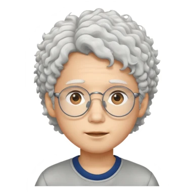 young asian boy with curly white hair and glasses sticker