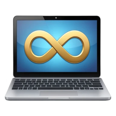 An infinity sign on a laptop and a video power button in the background sticker