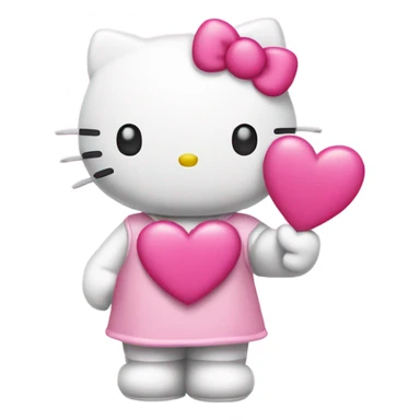 hello kitty holding pink heart sticker