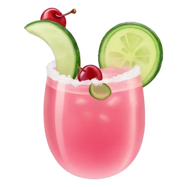 pink margarita with cucumber and cherries  sticker