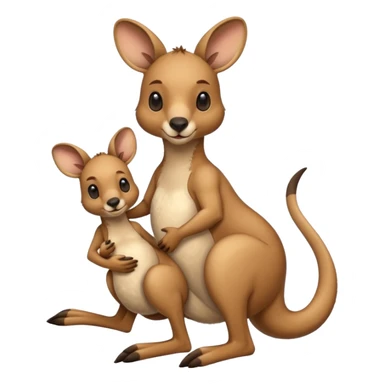 A kangaroo which has its baby kangaroo in its pouch sticker