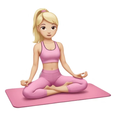 A blonde white Pilates girl in light pink clothes with fitness mat sticker