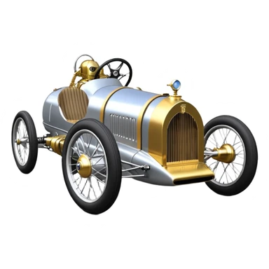  1956 luxury racing C-3PO Rolls Royce lowered powerful 4 cylinder engined silver ghost racing cyclekart with advanced rugged independent suspension, power steering and disc brakes  sticker