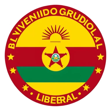 crear un sticker con colores rojo amarillo y verde con el siguiente texto: bienvenido al grupo partido liberal de bolivia sticker