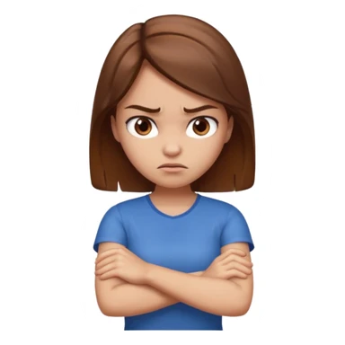 Girl arms crossed angry brown hair  sticker