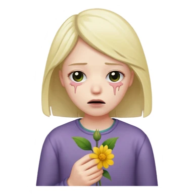 Devestated holding a wilted flower sticker