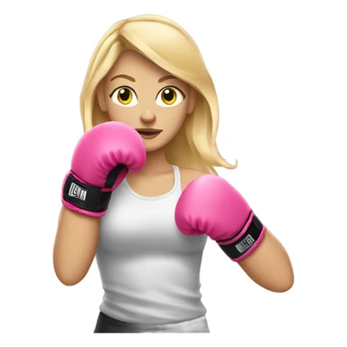 blonde girl wearing pink boxing gloves sticker